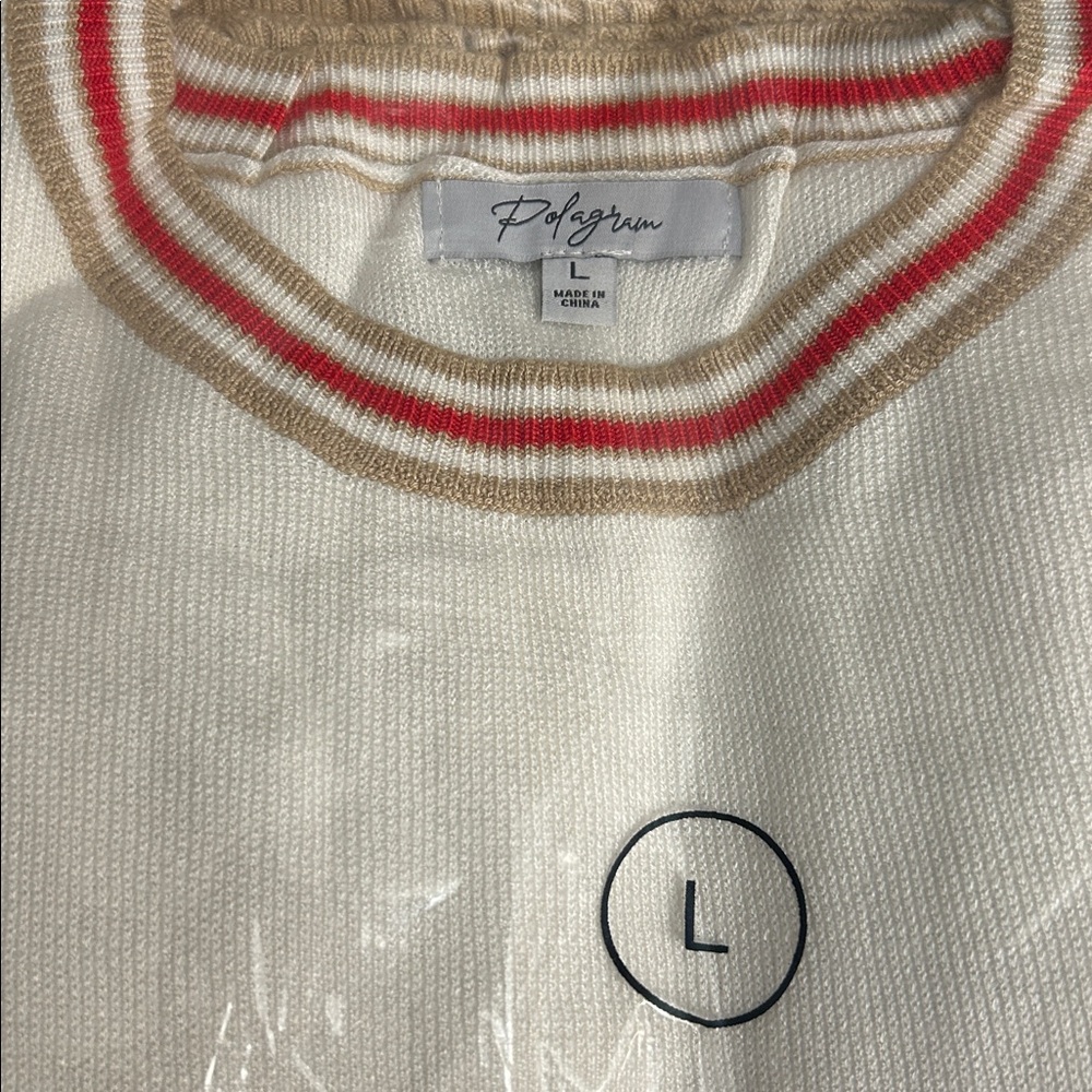 Polagram Cream Sweater with Red and Tan Accents - Picture 2 of 3